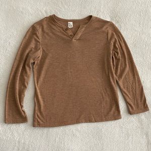 Boys 7y long sleeve tan/brown button shirt